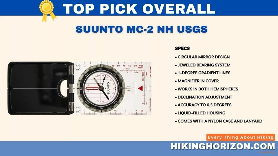 Suunto MC-2 NH USGS Mirror Sighting Compass - Best Compasses for Hiking Beginners